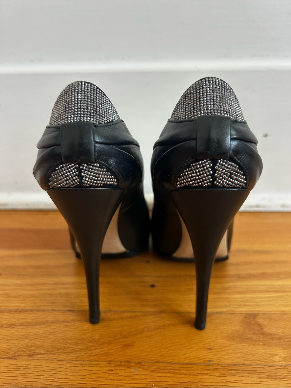Valentino Garavani Black
Leather "Pump It" Micro-Stud Heel Pumps Size 38